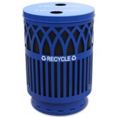 WITT Covington Collection Galvanized Laser Cut Recycling Receptacle with Drop Top - 40 gallon, Blue